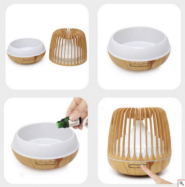 Υγραντήρας Υπερήχων & Αρωματοθεραπείας με LED Φωτισμό 500ml - Aroma Diffuser 7 LED Color Σκούρο Καφέ