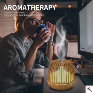 Υγραντήρας Υπερήχων & Αρωματοθεραπείας με LED Φωτισμό 500ml - Aroma Diffuser 7 LED Color Σκούρο Καφέ