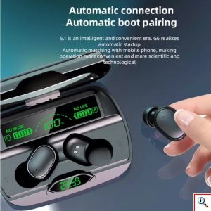 Ασύρματα Bluetooth Ακουστικά με Θήκη Φόρτισης & LCD Οθόνες & Powerbank - Handsfree Wireless Stereo Earbuds G6
