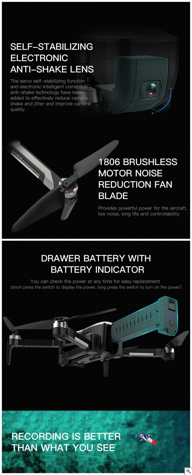 Beast SG906 WiFi Τηλεκατευθυνόμενο Αναδιπλούμενο RC Drone Quadcopter RTF ZLRC GPS 5G WIFI 4K Foldable - Black