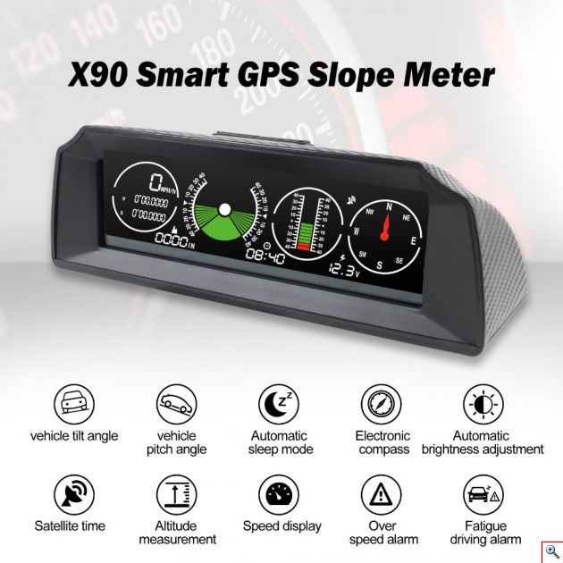 Autool x90 Model GPS Speed - Μετρητής Ταχύτητας, Κλίσης Οχήματος, Υψόμετρο με Οθόνη LCD HD