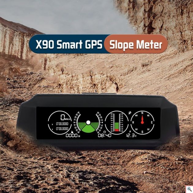 Οθόνη Κλισιόμετρο HD GPS Αυτοκινήτου HUD με Ταχύμετρο, Κλίσης Οχήματος, Υψομετρητή, Πυξίδα, Βολτόμετρο PMH KMH LCD
