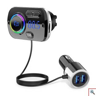 Ταχυφορτιστής Αυτοκινήτου LCD Bluetooth 5.0 FM Mp3 Player & 2 USB - Handsfree Car Kit 