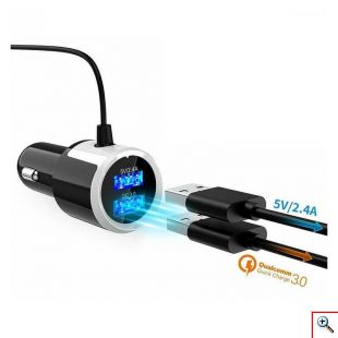 Ταχυφορτιστής Αυτοκινήτου LCD Bluetooth 5.0 FM Mp3 Player & 2 USB - Handsfree Car Kit 