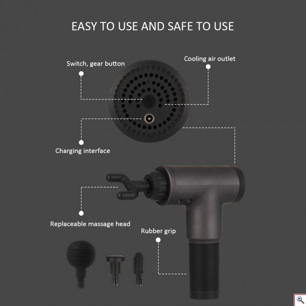 Συσκευή Δονήσεων για Βαθύ Αθλητικό Μασάζ, Ανάκαμψης & Αποκατάστασης Μυών - Fascial Gun Deep Tissue Muscle Massage Vibration Training