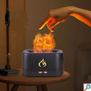 Υγραντήρας Υπερήχων & Αρωματοθεραπείας USB με LED Φωτισμό Εφέ Φλόγας 200ml - Flame Aroma Diffuser Μαύρο