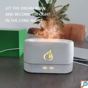 Υγραντήρας Υπερήχων & Αρωματοθεραπείας USB με LED Φωτισμό Εφέ Φλόγας 200ml - Flame Aroma Diffuser Μαύρο