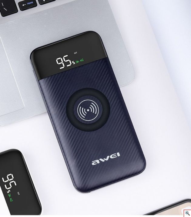 Φορητός Ασύρματος Φορτιστής - Power Bank Awei LCD Screen, USB/Micro USB, Port/Wireless Charging 10000mAh P71K