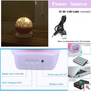  Περιστρεφόμενο Νυχτερινό Φωτιστικό - Προτζέκτορας Δωματίου - Night Light Moon Star Μωβ 