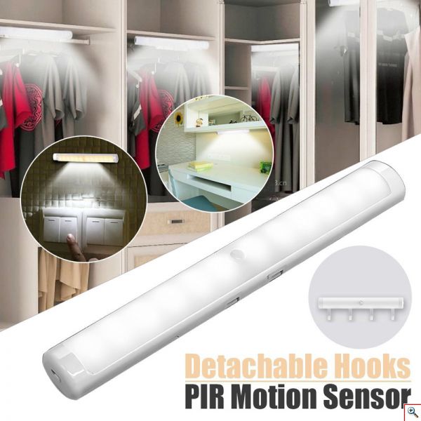 Επαναφορτιζόμενη Λάμπα LED - Φωτιστικό 22cm με Αισθητήρα Κίνησης για Ντουλάπα, Συρτάρια, Κρεβατοκάμαρα, Κουζίνα, Διάδρομο κα