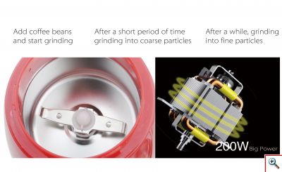 Ηλεκτρικός Μύλος Άλεσης Καφέ 200W DSP - KA3002A - Κόκκινο
