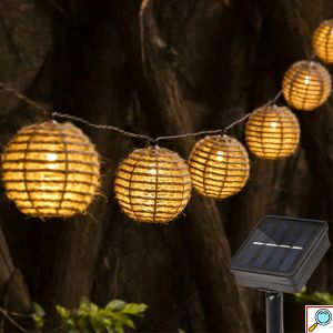 Αδιάβροχη Ηλιακή Διακοσμητική Γιρλάντα 3.65m με 10 Κρεμαστές Λάμπες & Θερμό Λευκό Φωτισμό Arrango