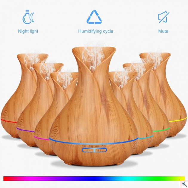 Υγραντήρας Υπερήχων & Αρωματοθεραπείας με LED Φωτισμό 550ml - Aroma Diffuser 7 LED Color 