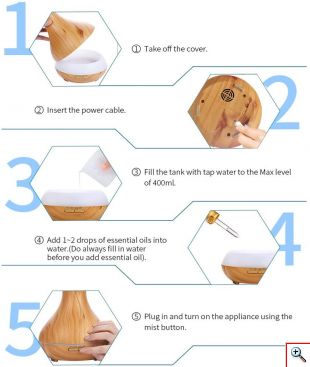 Υγραντήρας Υπερήχων & Αρωματοθεραπείας με LED Φωτισμό 550ml - Aroma Diffuser 7 LED Color 