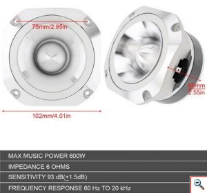 Ηχείο Αυτοκινήτου Tweeter 600W GT-S20