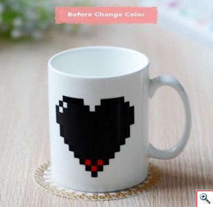 Κεραμική Κούπα Καρδιά που Αλλάζει Χρώμα - Heart Changing Mug