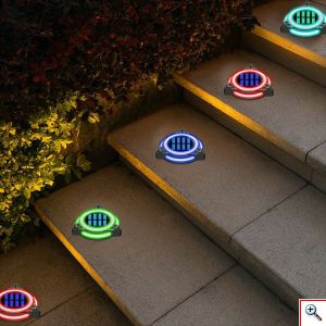 Αδιάβροχο LED RGB Ηλιακό Φωτιστικό Κήπου - Δαπέδου Εξωτερικού Χώρου με Ρυθμιζόμενο Πάσσαλο