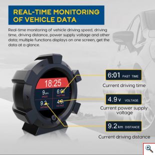 Μετρητής Κλίσης, Ταχύτητας μέσω GPS Autool - Μαύρο