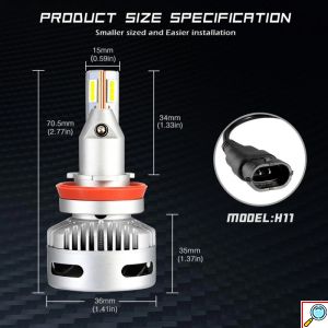 2x Novsight Λαμπτήρες LED Φώτα Πορείας Αυτοκινήτου 12/24V H11 90W (2x45W) 12000LM 6500K IP68 A500 N26