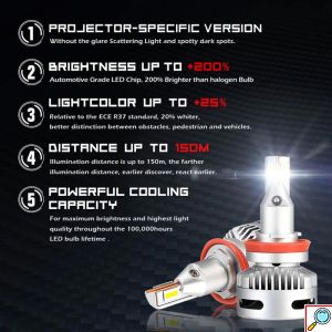2x Novsight Λαμπτήρες LED Φώτα Πορείας Αυτοκινήτου 12/24V H11 90W (2x45W) 12000LM 6500K IP68 A500 N26