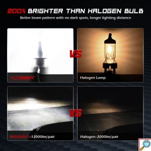 2x Novsight Λαμπτήρες LED Φώτα Πορείας Αυτοκινήτου 12/24V H7 90W (2x45W) 12000LM 6500K IP68 A500 N26