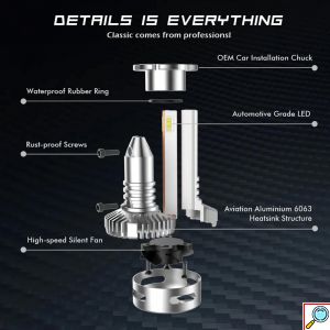 2x Novsight Λαμπτήρες LED Φώτα Πορείας Αυτοκινήτου 12/24V H7 90W (2x45W) 12000LM 6500K IP68 A500 N26