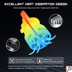 2x Novsight Λαμπτήρες LED Φώτα Πορείας Αυτοκινήτου 12/24V H7 90W (2x45W) 12000LM 6500K IP68 A500 N26