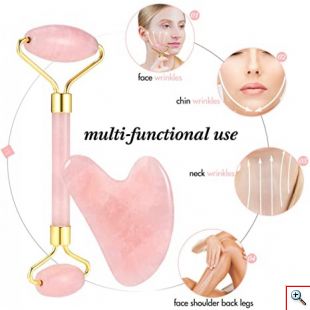 Ρολό & Πέτρα Σετ Νεφρίτη για Μασάζ Προσώπου - Anti-aging Facial Massgae Gift Set 
