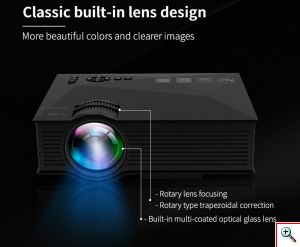 Φορητός Προτζέκτορας Led Wifi Unic® Full HD 1080p 80 ansi με HDMI, SD, USB, DLNA, Screen Mirroring - Βιντεοπροβολέας Home Cinema με Τηλεχειριστήριο
