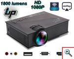 Φορητός Προτζέκτορας Led Wifi Unic® Full HD 1080p 80 ansi με HDMI, SD, USB, DLNA, Screen Mirroring - Βιντεοπροβολέας Home Cinema με Τηλεχειριστήριο