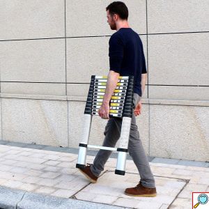 Ladderous Πτυσσόμενη Φορητή Σκάλα Ασφαλείας Ρυθμιζόμενου Ύψους - Τηλεσκοπική για Εύκολη Αποθήκευση & Μεταφορά - Ανθεκτικός Σχεδιασμός που δεν λυγίζει - Αντιολισθητικές Βάσεις