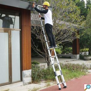 Ladderous Πτυσσόμενη Φορητή Σκάλα Ασφαλείας Ρυθμιζόμενου Ύψους - Τηλεσκοπική για Εύκολη Αποθήκευση & Μεταφορά - Ανθεκτικός Σχεδιασμός που δεν λυγίζει - Αντιολισθητικές Βάσεις