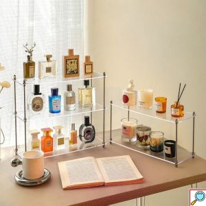Minimal Μικρή Ραφιέρα Μπάνιου 2 Επιπέδων Ακρυλλική με Μεταλλικό Σκελετό