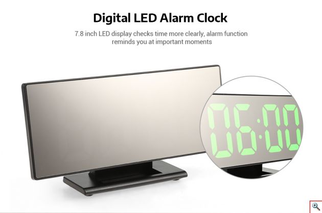 Ρολόι Καθρέφτης με Οθόνη LED, Ξυπνητήρι, Ημερολόγιο, Θερμόμετρο & Συγκράτηση Μνήμης - LED Mirror Clock USB