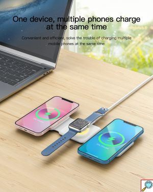 3 σε 1 Αναδιπλούμενος Ασύρματος Φορτιστής Qi Pad 18W - Για iPhone, AppleWatch και AirPods