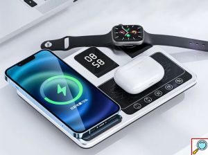 3 σε 1 Πολυλειτουργική Βάση Ασύρματης Φόρτισης Qi με Ψηφιακό Ρολόι & Φωτισμό