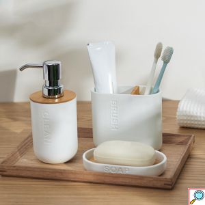 Επιτραπέζια Βάση για Οδοντόβουρτσες με Bamboo Επιφάνεια