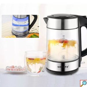 Sokany Ηλεκτρικός Διάφανος Βραστήρας 2200W 1.7L με Περιστρεφόμενη Βάση & LED Φωτισμό
