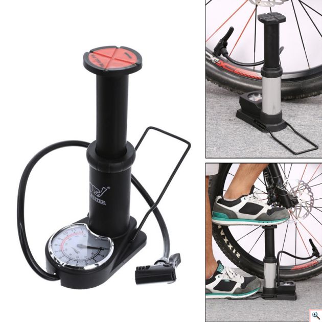 Μίνι Χειροκίνητη Τρόμπα Ποδιού Ποδηλάτου με Μανόμετρο - Buster Mini Foot Pump 