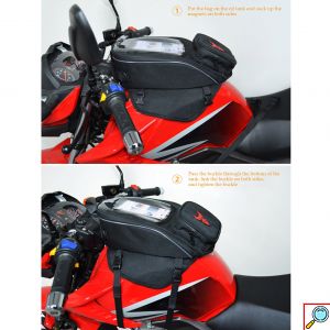 ALL Day Αδιάβροχη 4 σε 1 Μαγνητική Τσάντα με Διαφανής Θήκη 7inch Αφής Κινητού για Ρεζερβουάρ - Ντεπόζιτο, Πλάτη, Χιαστί, Χειρός Motocentric Tank Bag