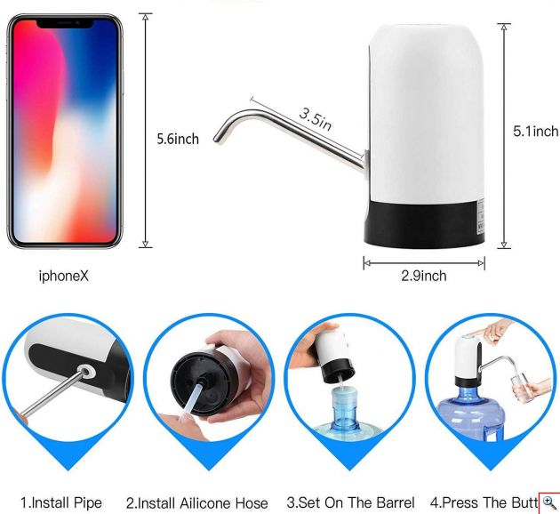 USB Επαναφορτιζόμενη Ηλεκτρική Αντλία για Δοχεία Νερού με Σωληνάκι Σιλικόνης - Rechargeable Water Dispenser