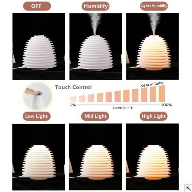 Υγραντήρας Υπερήχων & Φωτιστικό Νυχτός LED Αφής - Αρωματοθεραπείας - Smart USB Night Light Humidifier