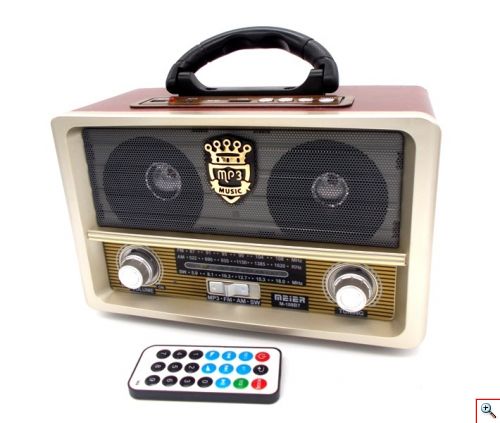 Retro Φορητό Επαναφορτιζόμενο Ραδιόφωνο USB SD Mp3 Player Recorder MEIER M-108BT