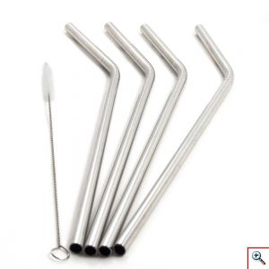 Μεταλλικά Καλαμάκια και Βουρτσάκι Καθαρισμου - Stainless Steel Drinking Straw Σετ 5 Τεμαχίων