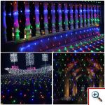 320 LED Λαμπάκια Χριστουγεννιάτικη Κουρτίνα - Πλέγμα Δίχτυ με RGB / Πολύχρωμο Φωτισμό