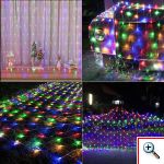 320 LED Λαμπάκια Χριστουγεννιάτικη Κουρτίνα - Πλέγμα Δίχτυ με RGB / Πολύχρωμο Φωτισμό