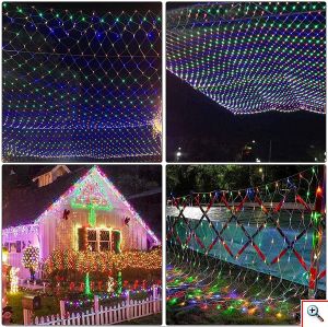 320 LED Λαμπάκια Χριστουγεννιάτικη Κουρτίνα - Πλέγμα Δίχτυ με RGB / Πολύχρωμο Φωτισμό