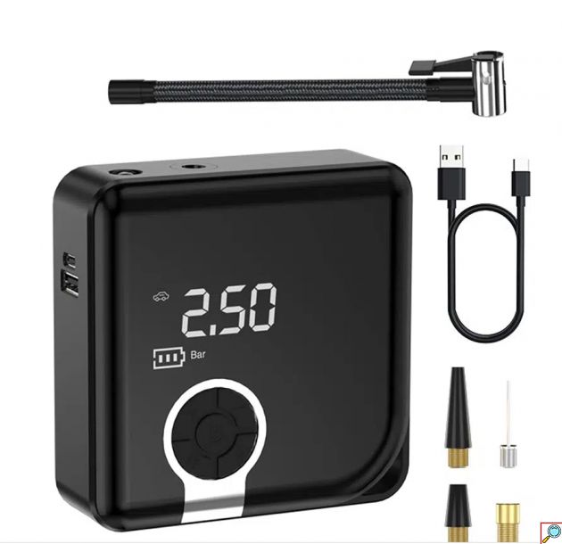 Φορητό Κομπρεσέρ - Τρόμπα Αέρος Αυτοκινήτου 150 PSI με Power Bank, LED Φως Έκτακτης Ανάγκης και LCD Οθόνη Pervoi