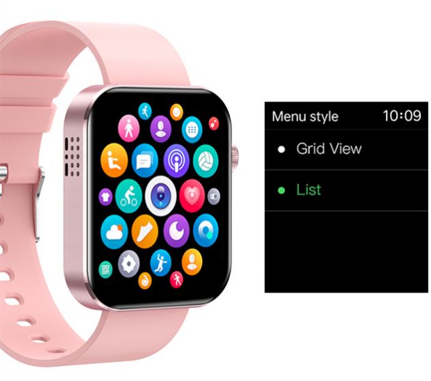Αδιάβροχο Βιομετρικό Smart Watch με Οθόνη 1.72″, Παλμογράφο, Θερμιδομετρητή, Πιεσόμετρο, Οξύμετρο, Μέτρηση Βημάτων και Ποιότητα Ύπνου Ροζ