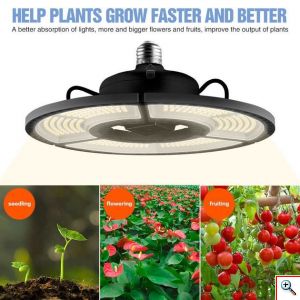 E27 Τριπλό Φωτιστικό 400W 180º LED Ανάπτυξης & Καλλιέργειας Φυτών Full Spectrum Αναδιπλούμενο Πάνελ - Λάμπα Θερμοκηπίου Εσωτερικού Χώρου - Plant Grow Light